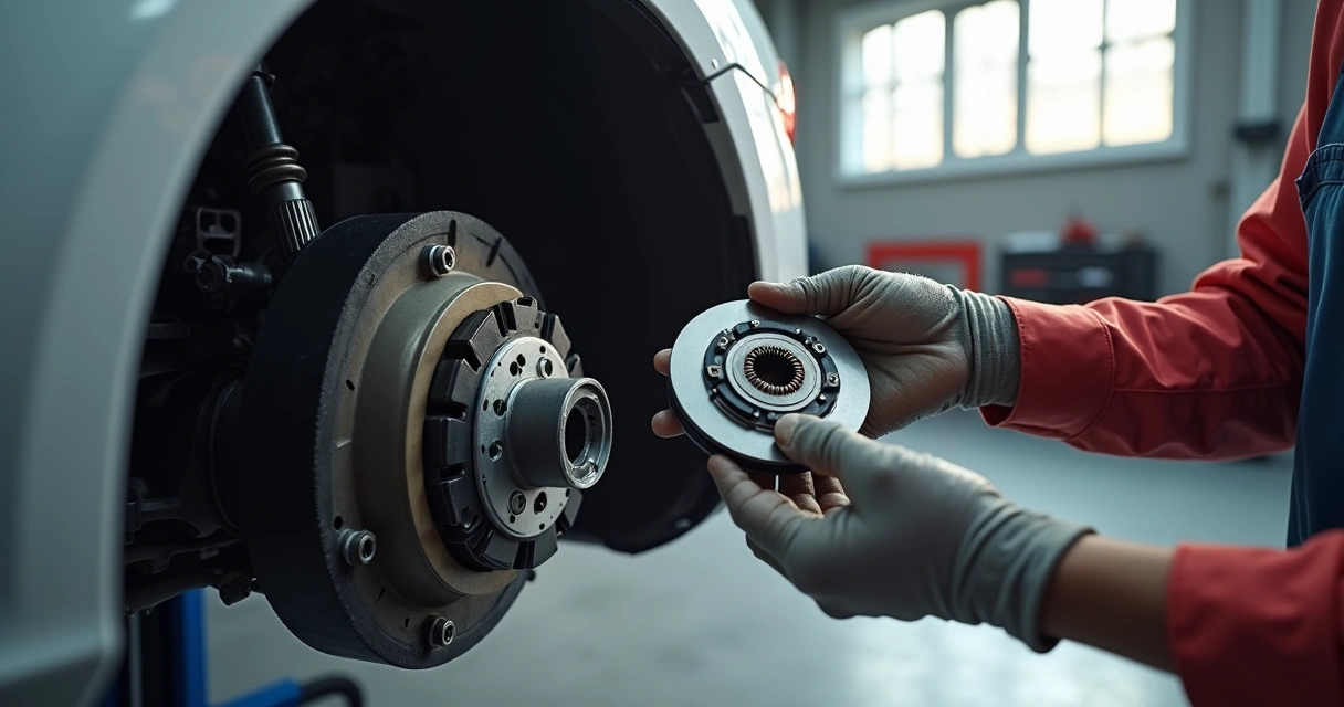 Mecânico analisando desgaste da embreagem de um carro 