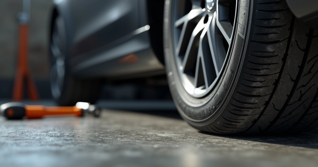 Pneu de carro mostrando desgaste irregular e sulcos diferentes 